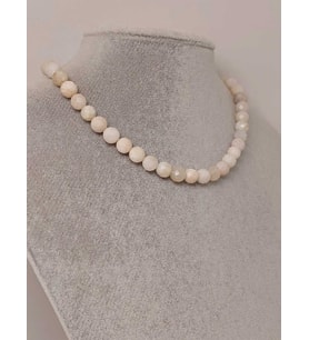 Ay Taşı Faset Kesim Kolye 8mm (Sabit Klipsli)