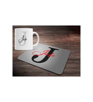 KİŞİYE ÖZEL J HARF BASKILI MOUSE PAD ve KUPA BARDAK SETİ