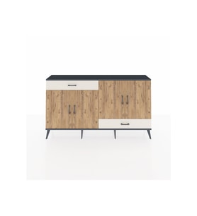 Arges Konsol 5 Raflı 2 Çekmeceli 4 Kapaklı 176x30x99 Antrasit-Çam/Aytaşı