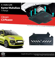 S-Dizayn Citroen C3 Picasso Çelik Karter Muhafaza 2009-2012 A+ Kalite (Karışık)