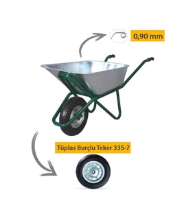 Kanat Pro Galvanizli Demonte El Arabası 0.90 mm Sac Tüplas Burçlu Teker