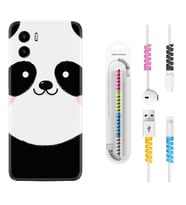 Vivo Y15S Y32 Y33S Y51 Y53S Kılıf Kablo Koruma Spiral Silikon Sevimli Panda 1794