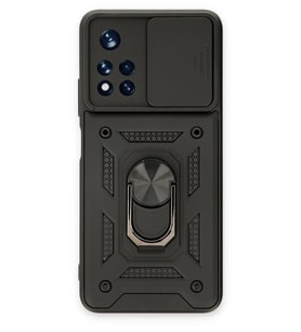 Pilelistore   Xiaomi Poco M4 Pro 5G Kılıf Pars Lens Yüzüklü Silikon - Siyah