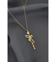 Papatya Silver 925 Ayar Gümüş Gold Kaplama Özel Tasarım Mineli Doğum Aralık Ayı Çiçeği, İsim Kolye