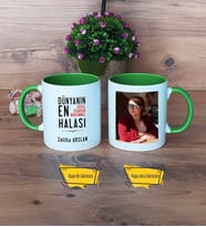 Halaya Hediye Kupa Bardak Yeşil Fotoğraflı Halaya Doğum Günü Hediyesi