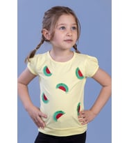 Toontoy Kız Çocuk Karpuz Nakışlı Tişört (Sarı)
