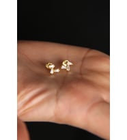 Elika Silver Kadın Baget Taşlı Minimal Model 925 Ayar Gümüş Küpe (Altın)