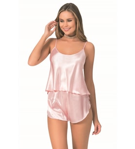 Giyim Somon Saten Babydoll Şort Takımı