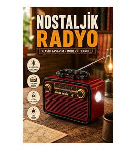 Eskitme Tasarımlı Bluetooth Nostalji Radyo Ahşap Görünümlü Şarjlı Müzik Çalar
