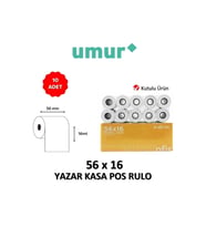 UMUR Yazar Kasa Pos Rulosu 56mm x 16mt - 10 Adet - KUTULU (Beyaz)