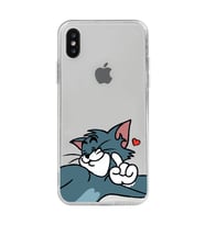 Iphone X / Xs Uyumlu Tom ve Jerry Öpücük Desenli Şeffaf Telefon Kılıfı
