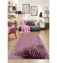 Pembe Modern Klasik Kaymaz Tabanlı Dekoratif Halı RV186 - 100 x 160 cm