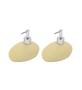BANYO SETİ SIVI SABUNLUK 2 ADET SARI PETEK DESENLİ POLİRESİN 14x8x14cm 400ml