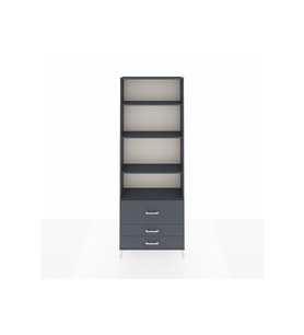 Arges Dolap 4 Raflı 3 Çekmeceli 88x30x243 Antrasit-Antrasit