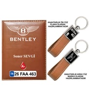 Plakanıza Özel Bentley Logolu Taba Ruhsat Kabı ve Anahtarlık