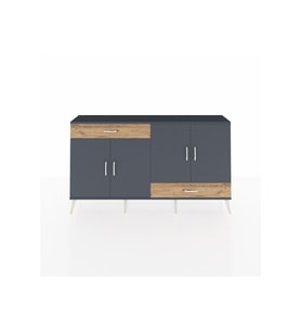Arges Konsol 5 Raflı 2 Çekmeceli 4 Kapaklı 176x30x99 Antrasit-Antrasit/Çam