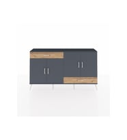 Arges Konsol 5 Raflı 2 Çekmeceli 4 Kapaklı 176x30x99 Antrasit-Antrasit/Çam