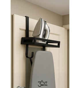 Kapı Arkası Ütü ve Ütü Masası Askılığı  Mat Siyah Metal Stand  Yer Tasarruflu Organizer
