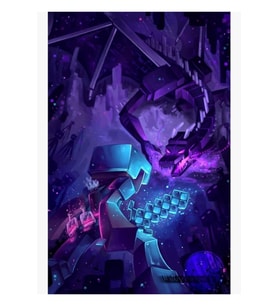 Minecraft Epic Enderdragon Savaş Sanatı Tablo Ahşap Poster Dekoratif