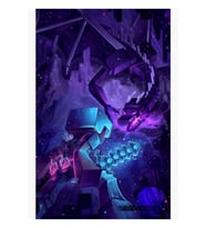 Minecraft Epic Enderdragon Savaş Sanatı Tablo Ahşap Poster Dekoratif