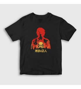 Presmono Unisex Çocuk Siyah Colossal Anime Attack On Titan T-Shirt 125082tt