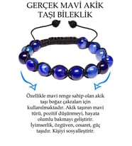 Sertifikalı Damarlı Mavi Akik Taşı Bileklik - Makrome (Çok Renkli)