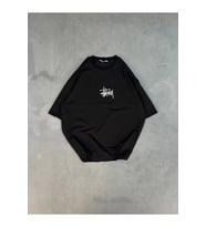 Unisex Bisiklet Yaka Baskılı Oversize T-Shirt - Siyah