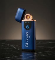 Kişiye Özel İsim Baskılı Mavi USB Şarjlı Alevsiz Premium Çakmak