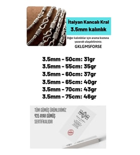3.5mm Italyan Kancalı Kral Model 925 Ayar Gümüş Erkek Kolye Zincir 240079804