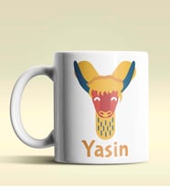 Kişiye Özel Y Harfi Hayvanlar Tasarım Beyaz Renk Kupa