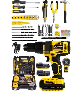 58 V 8 Ah Darbeli Çift Akülü Metal Şanzıman Turbo Şarjlı Matkap 100 Pcs Set