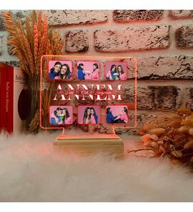 Anneler Günü Hediyesi Fotoğraflı 3 Boyutlu Gece Lambası Anneye Hediye Gece Lambası (Kırmızı)