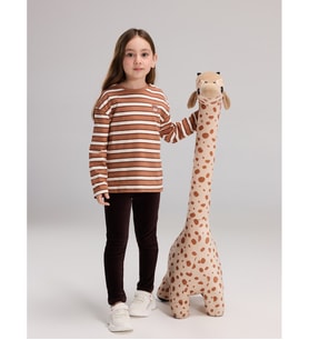 LCW Kids Kahverengi Beli Lastikli Basic Kız Çocuk Kadife Tayt