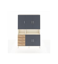 Arges Dolap 7 Raflı 4 Çekmeceli 5 Kapaklı 132x30x195 Aytaşı-Antrasit/Çam