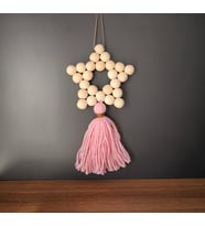 Ahşap Boncuktan Duvar Süsü (Pembe)