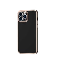 Apple iPhone 12 Pro Max Kılıf Kenarları Gold Kamera Korumalı Renkli Pastel Silikon Siyah BARK (Siyah)