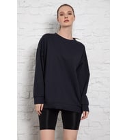 MyBen Unisex Uzun Kollu Lacivert Oversize Sweatshirt İRF052