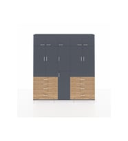 Arges Dolap 8 Raflı 8 Çekmeceli 3 Askılı 220x30x243 Antrasit-Antrasit/Çam