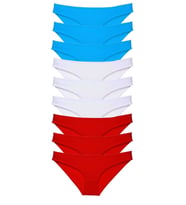 Mulvxbrf Brf02 9 Adet Süper Eko Set Likralı Kadın Slip Külot Kırmızı Beyaz Mavi (Mulvix)
