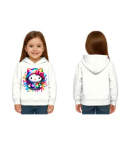 Unisex hello kity  Baskılı Çocuk Swaetshirt  Baskılı Kapüşonlu 3 İplik Şardonlu (Beyaz)