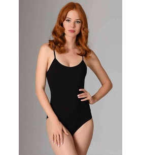 İp Askılı Kadın Çıtçıtlı Body Siyah