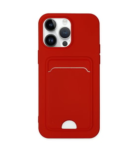 IPHONE 14 PRO UYUMLU KELVİN KARTVİZİTLİ SİLİKON TELEFON KILIF (Kırmızı)