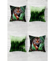 Orman İçerisindeki Leopar Gizli Fermuarlı Kırlent Kılıfı Koltuk Yastık Kılıfı Takım(4ADET) (Koyu Yeşil)