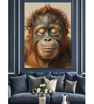 Orman Orangutanı Yağlıboya Görünüm Dekoratif Kanvas - Mdf Ahşap Tablo