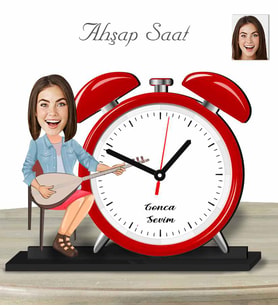 Kişiye Özel Ahşap Saat-Saz Çalan Kadın-1