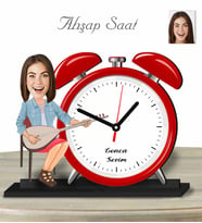 Kişiye Özel Ahşap Saat-Saz Çalan Kadın-1