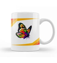 Colorful Butterflies in Pop Art Kupa Bardak Porselen