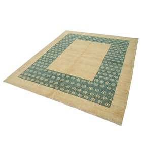 Bej Halı Geometrik Motifli Modern Stil El Dokuma Yün Salon Halısı Krem Renk Yatak Odası