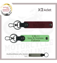 Motorcu Yolculara, İsim Plaka ve 0 - Kan Grubu Yazılı Güvenli Sürüş Anahtarlık x2, F Yeşil-Bordo-Gr (Çok Renkli)