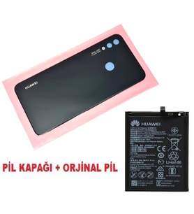 Tkgz Huawei Uyumlu Nova 3i Arka Pil Batarya Kapağı + PİL (CAM) SİYAH